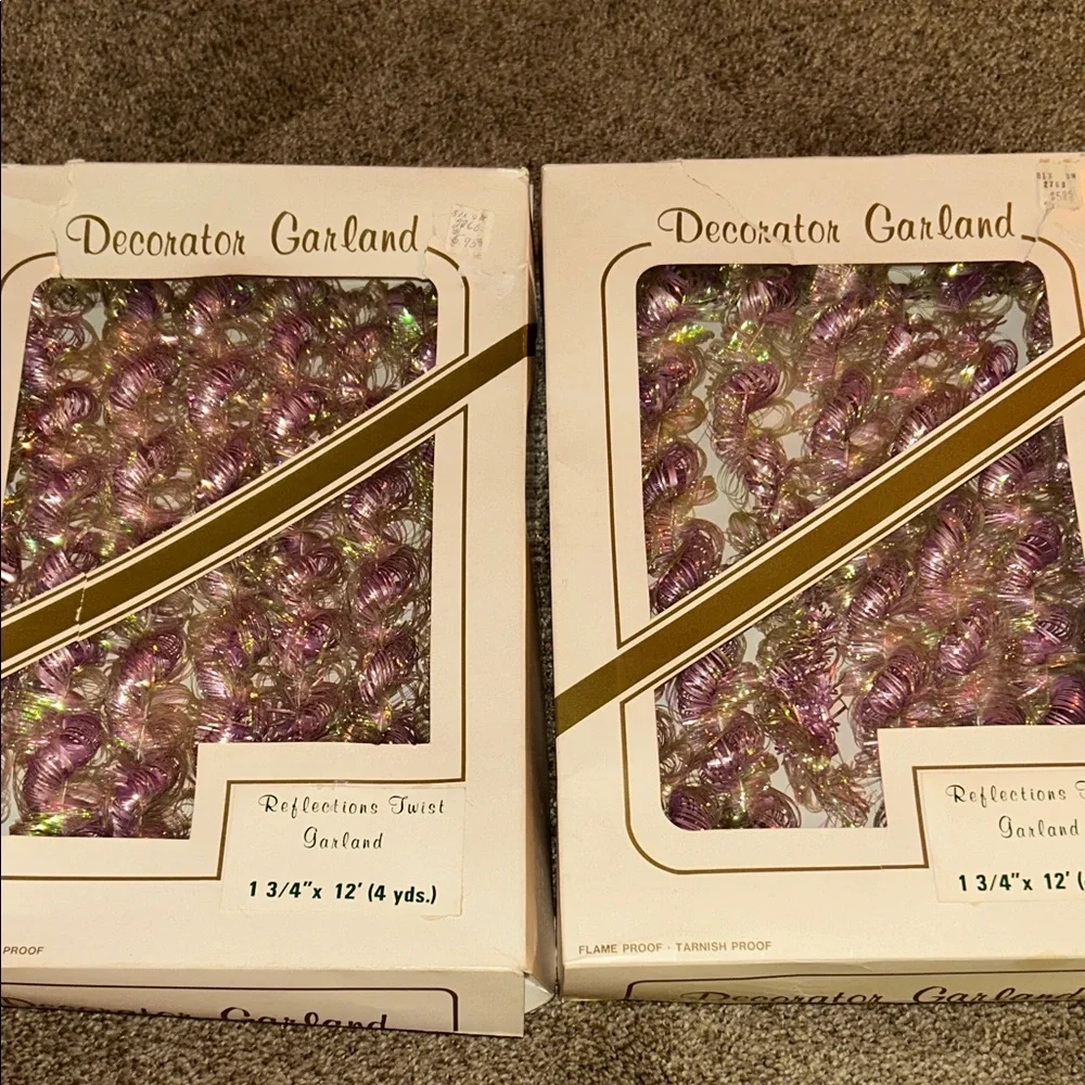 Two New vintage boxes of Decorator Garland 'Reflections Twist Garland’ 24 ft.